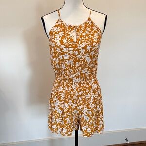 Old Navy Floral Mustard Yellow Romper Size Medium